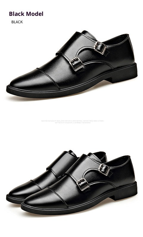 Large Size Soft Bottom Men's All-match Metal Slip-on Leather Shoes