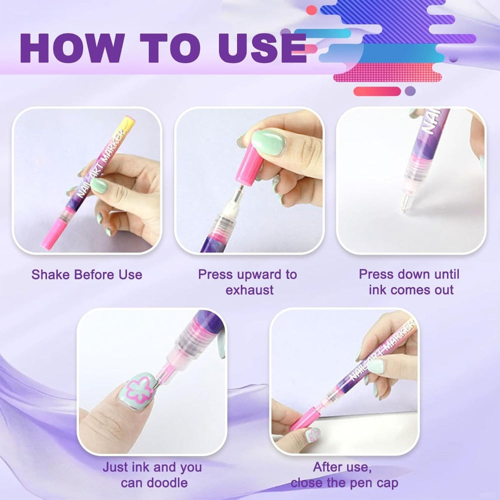 Nail Art Pens 12-Piece Water-Based Marker Set with 0.5mm Fine Tips for Lines and Small Decorative Details — image 10