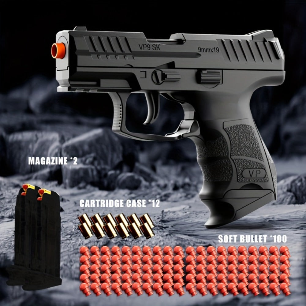 VP9 Bullet Toy Gun Pistol with Shell Ejecting System, Upgraded Semi-Auto Foam Blaster for Boys, Outdoor Shooting Game — image