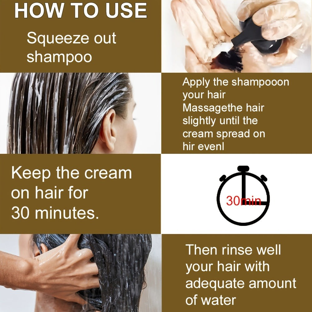 Plant Extract Hair Coloring Shampoo 100ml 3.38oz, Deep Scalp-Safe Gray & White Hair Coverage, Botanical Color — image 8