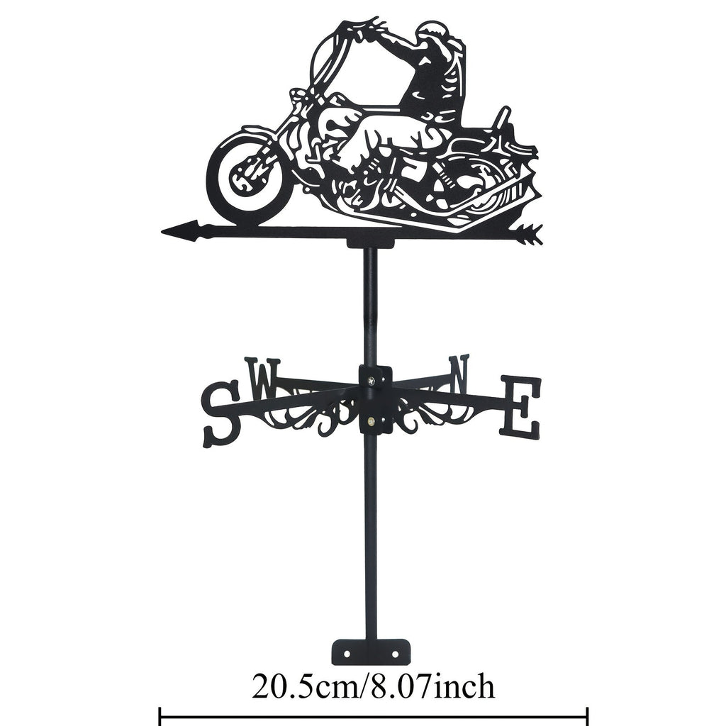 Weathervane | Metal Motorcycle Garden Yard Roof Wind Direction Decor — image 3
