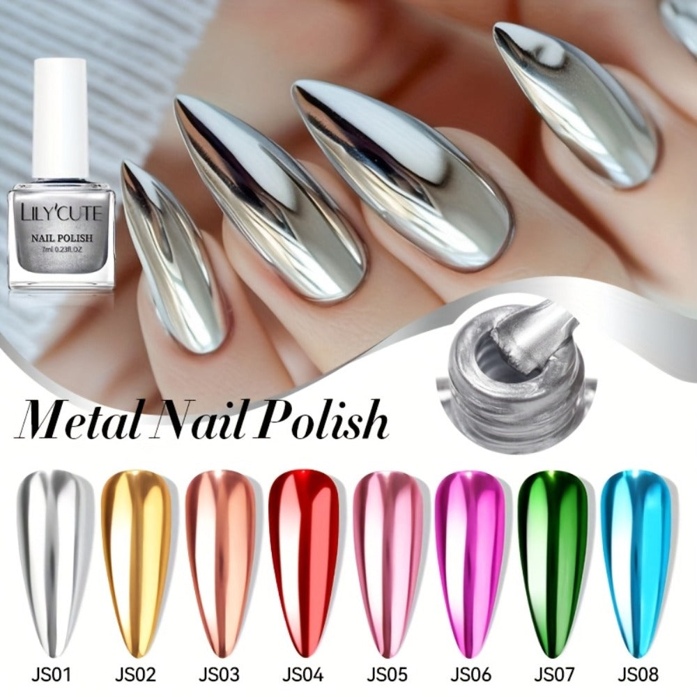 Eight-Piece Metallic Nail Polish Set with JS01–JS08 Mirror-Color Shades in 0.24 oz Glass Bottles — image 11