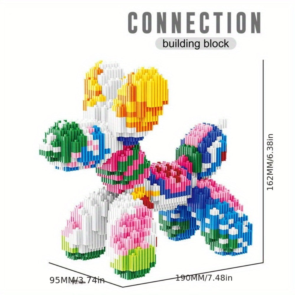 Balloon Dog Building Blocks Set – Colorful Interlocking Brick Sculpture Pop Art Home Decor Display Model for Adults Teens Art