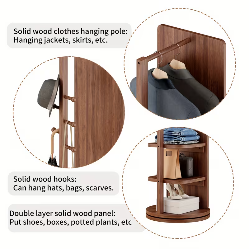 Full-Length Mirror with Coat Rack