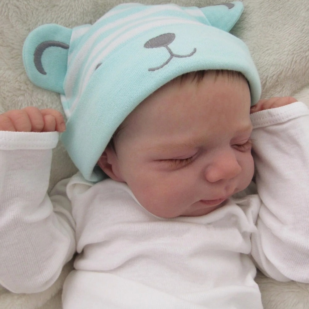 Reborn Baby Doll 19-Inch Full Vinyl Sleeping Design with Painted Hair, Closed Eyes, Mint Outfit and Accessories — image 5