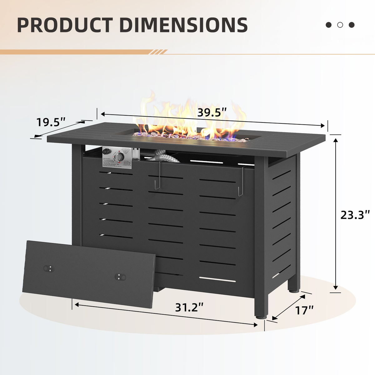 Propane Fire Pit Table Outdoor 50, 000 BTU Gas Fire Table with Lid Lava Rocks & Cover for Patio Backyard Deck Black Brown 40"