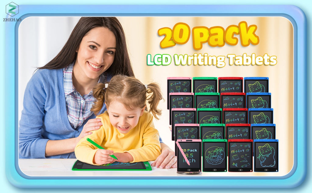 LCD Drawing Board 20 Pack for Kids 8.5 Inch Reusable Erasable Doodle Pad Electronic Writing for Parties, Celebrations and Gue