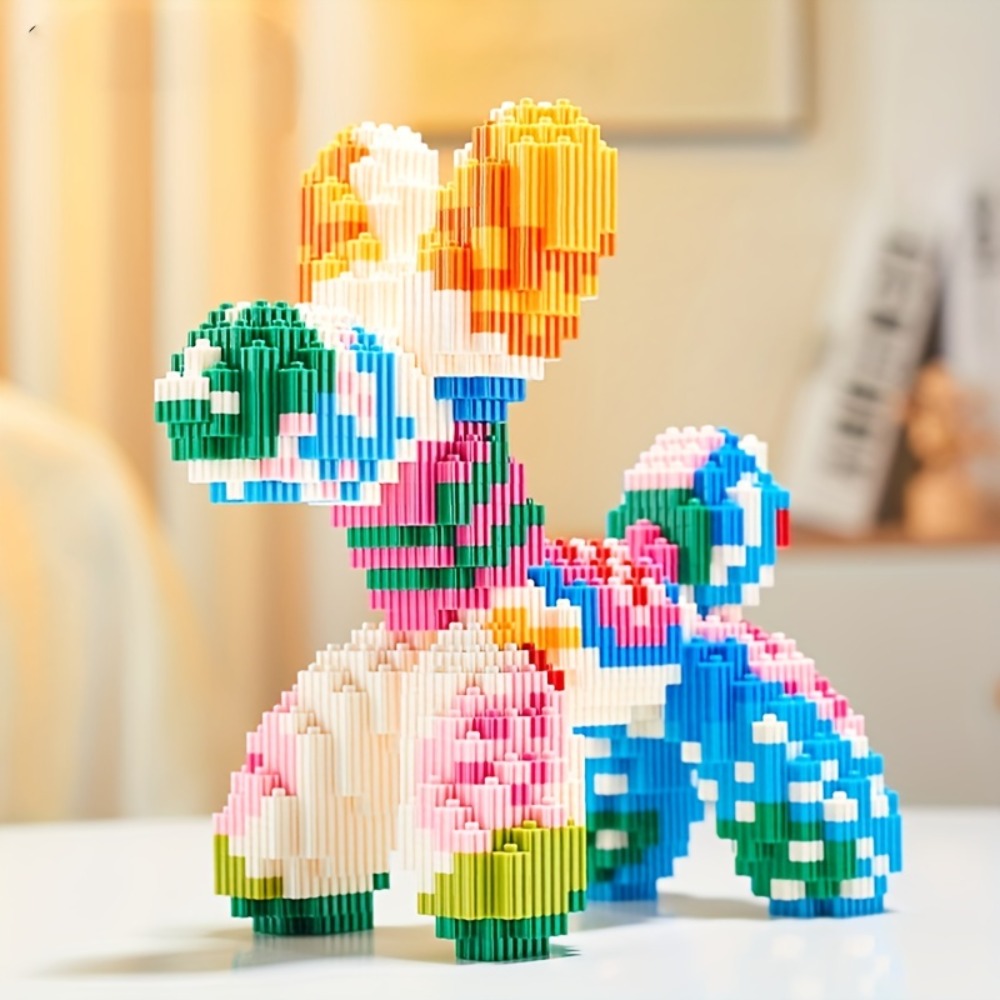 Balloon Dog Building Blocks Set – Colorful Interlocking Brick Sculpture Pop Art Home Decor Display Model for Adults Teens Art