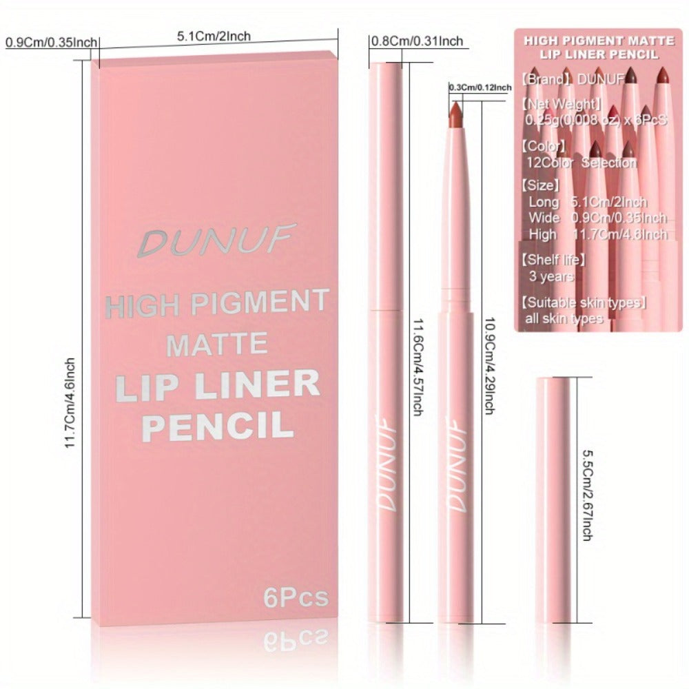 Waterproof Lip Liner Set 12 Pcs 2-in-1 Matte Lipstick Pencil Long Lasting Rich Pigment Smooth Glide Lip Color Kit Nude to Bol