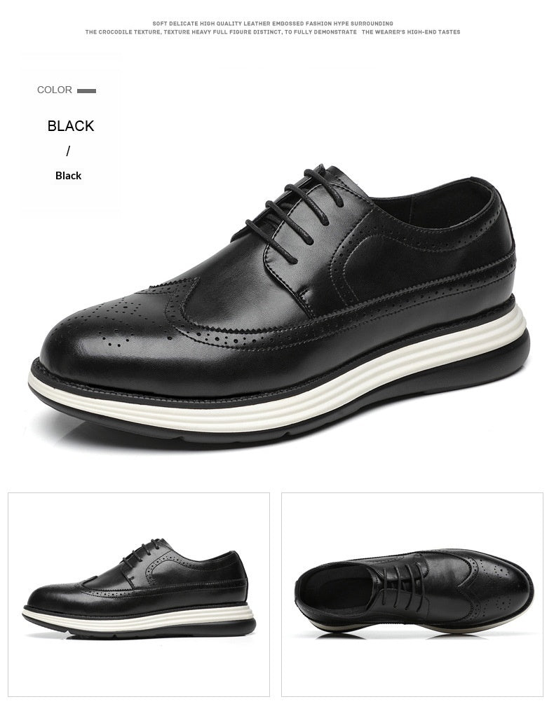Ultra-fiber Thick-soled Trendy Men's Business Leather Shoes Comfortable And Casual