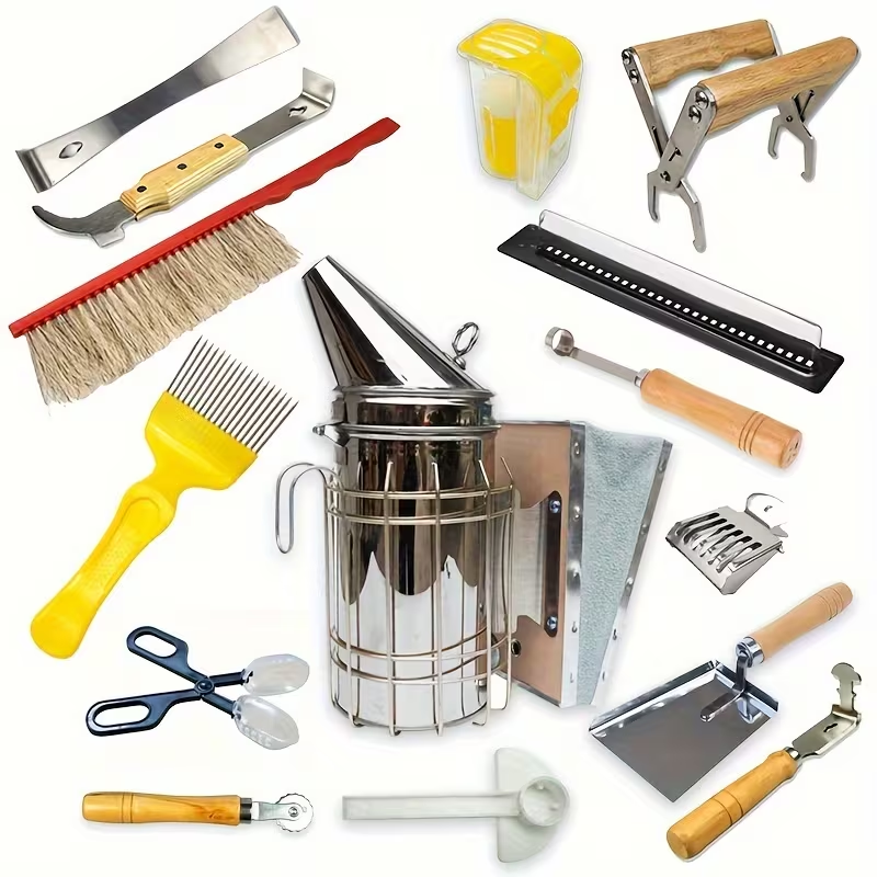 15-Piece Beekeeping Tool Kit with Bee Smoker, Brush, Hive Scrapers, Frame Grip and Queen Accessories — image 1