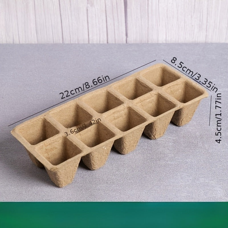 Peat Pots Seed Starter 100pcs Square Biodegradable Paper | Germination Trays with Peat Substrate for Herbs Cacti Flowers | In
