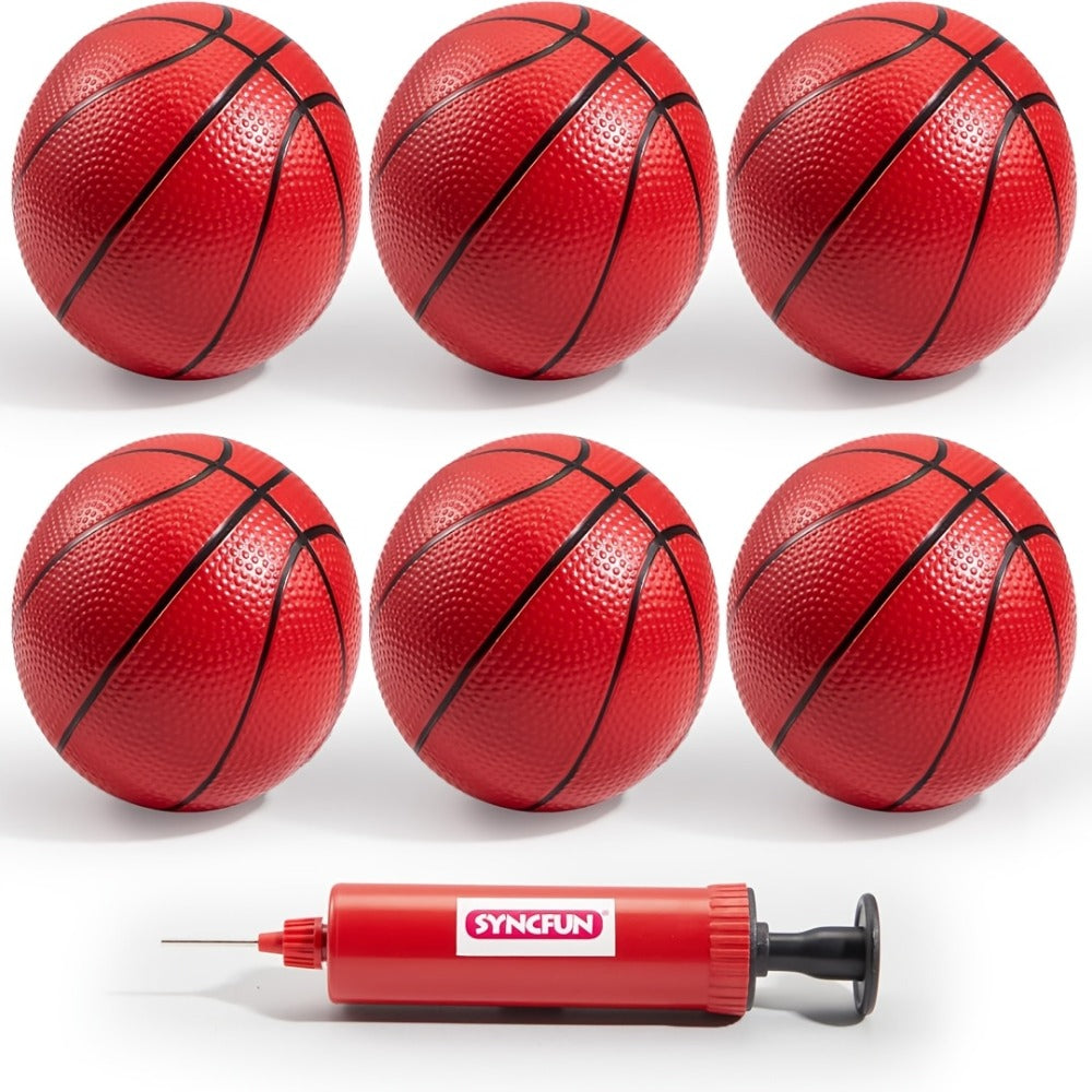 Kids Mini Basketballs Set of 6, 5-Inch Rubber Basketballs with Hand Pump, Perfect for Mini Hoops — image 4