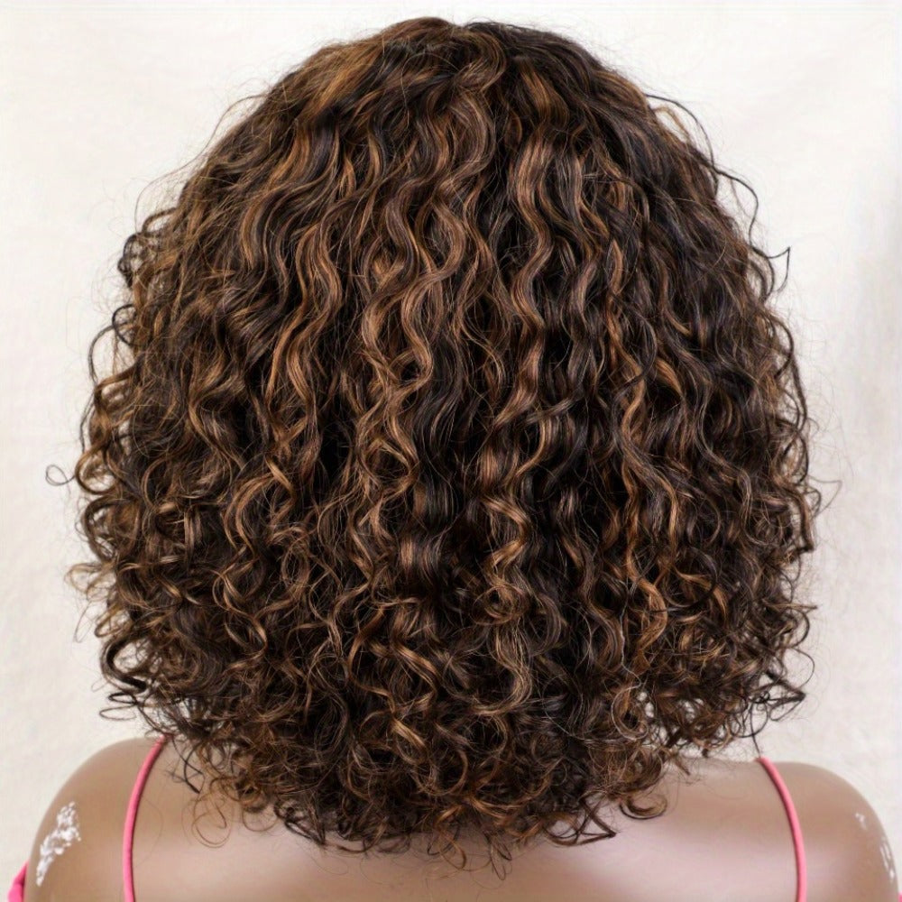 12-Inch Water Wave Bob Human Hair Wig with Bangs, 150% Density and TT1B/33 or P1B/30 Color — image 6