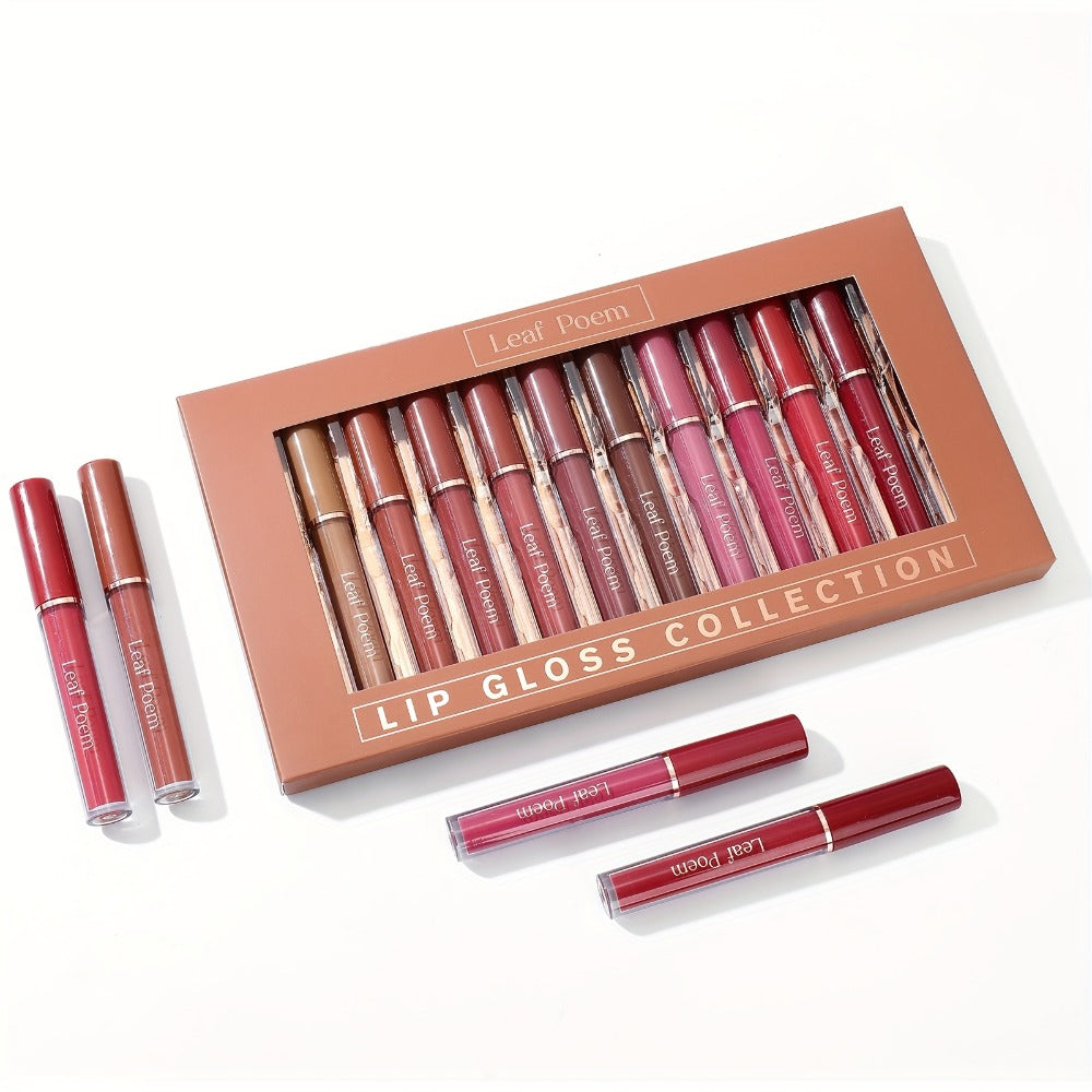 Lip Gloss Set by Leaf Poem with 12 Mixed Lip Colors, Slim Tube Applicators and Presentation Box — image 6