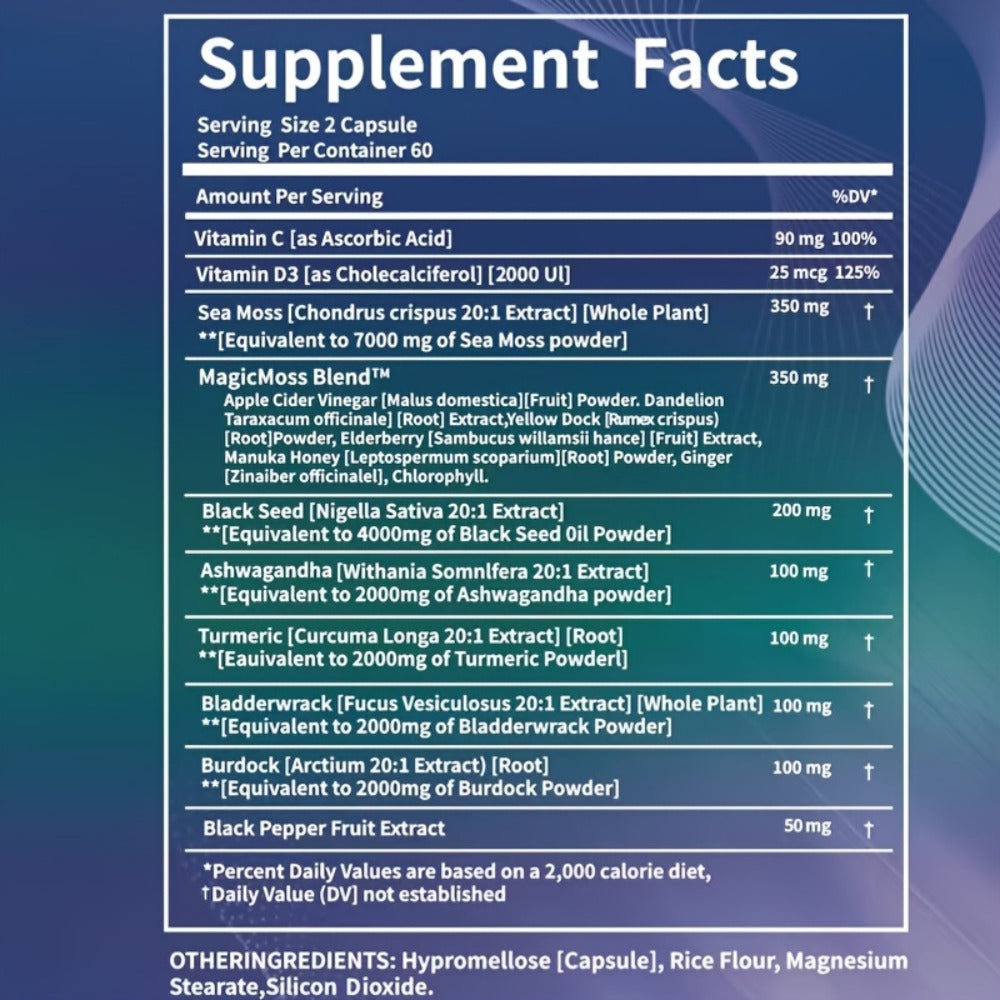 Adaptogen Energy Supplement with Sea Moss & Shilajit, 7-in-1 Formula with Black Seed Oil, Ashwagandha — image 2