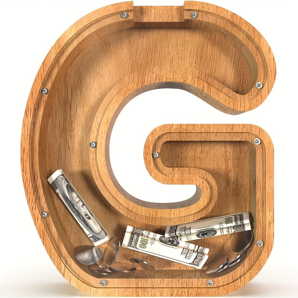 Wooden Letter Penny Bank – Alphabet Coin Bank Savings Box for Kids & Adults, Personalized Money Bank Birthday Gift — image 12