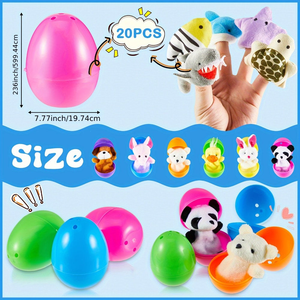 Twenty-Set Animal Finger Puppet and Plastic Egg Bundle with 20 Puppets and 20 Colorful Eggs — image 2