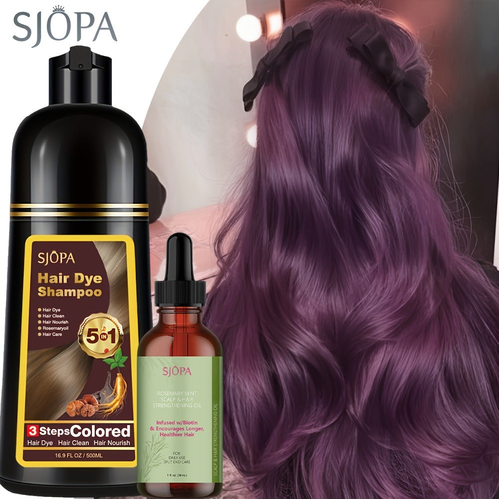 Natural Hair Dye Shampoo Kit 3-in-1 with Rosemary Oil & Squalane, Plant-Based Gray Hair Coverage — image 7