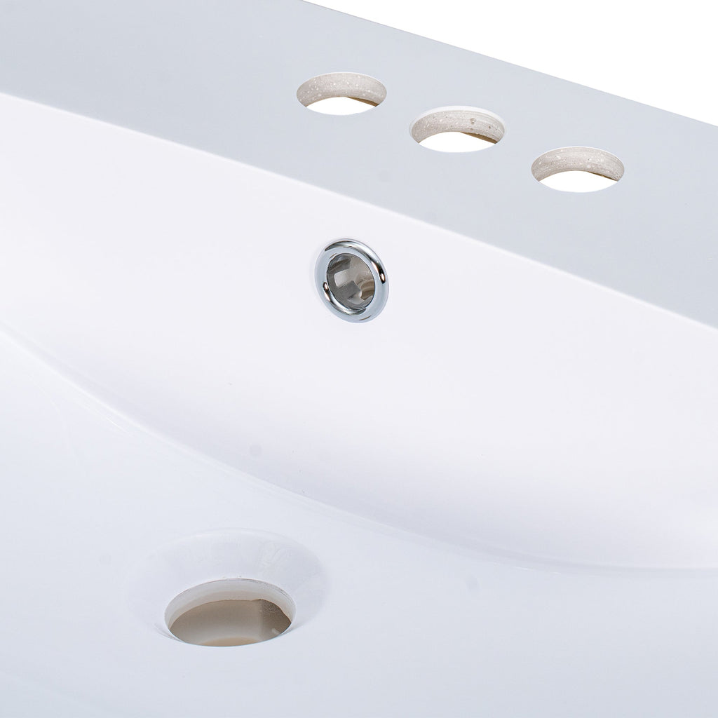 24" Bathroom Vanity Top Only White Basin 3-Faucet Holes  4" Faucet Available Ceramic