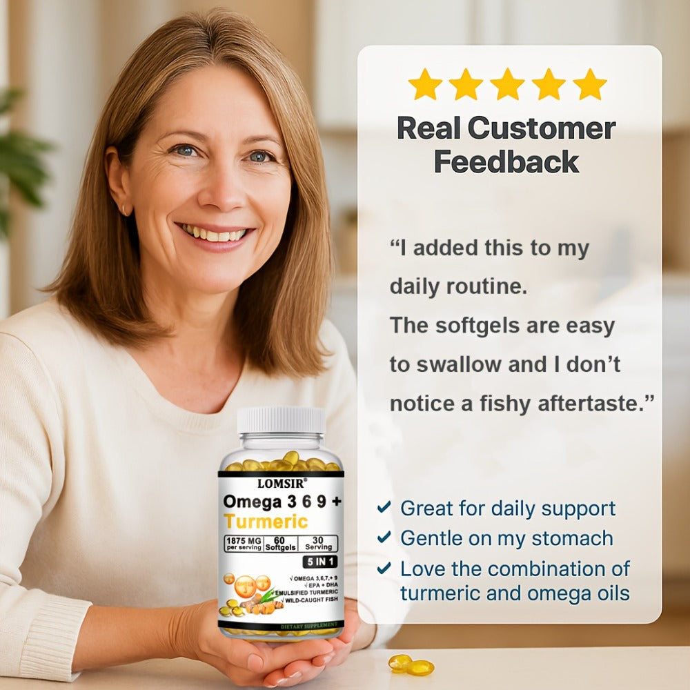 Omega 3-6-9 & Turmeric Softgels with DHA & EPA, Wild Fish Oil Blend, Emulsified Turmeric for Heart — image 9