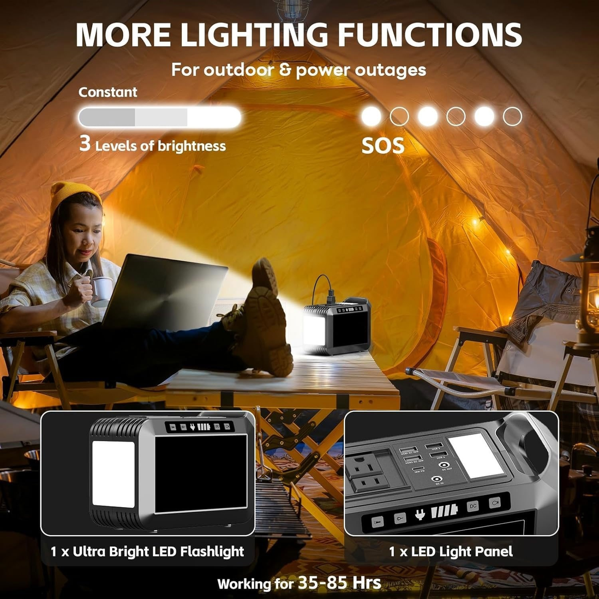 Portable Power Station 88/148/172Wh with AC Outlet 110V, Solar Generator for Camping, USB3.0 QC Fast Charge — image 9