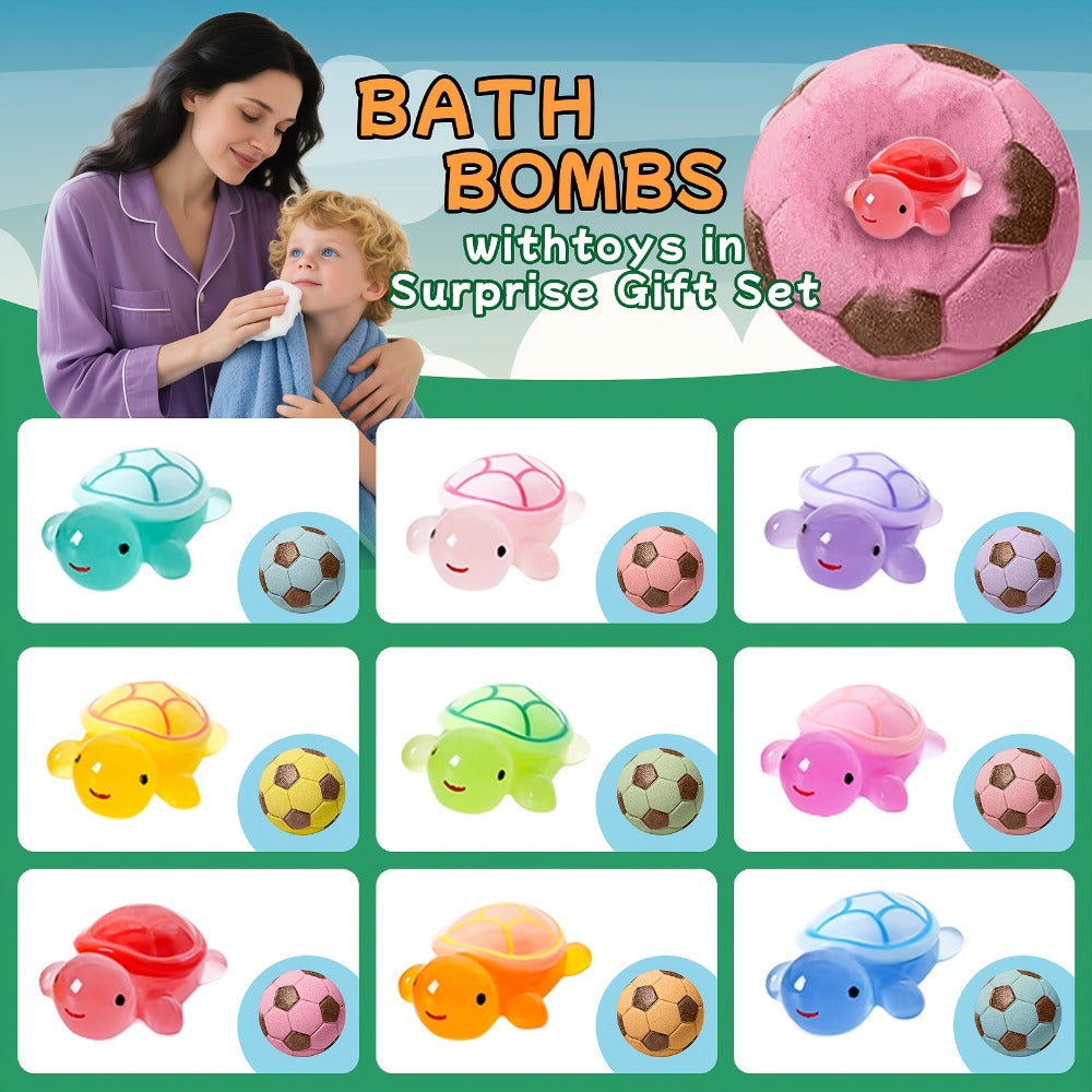 Soccer Ball Bath Bombs Gift Set 9 Pcs with Surprise Toys Inside – Lavender Scent Handmade Fizzy Bath Balls — image 7