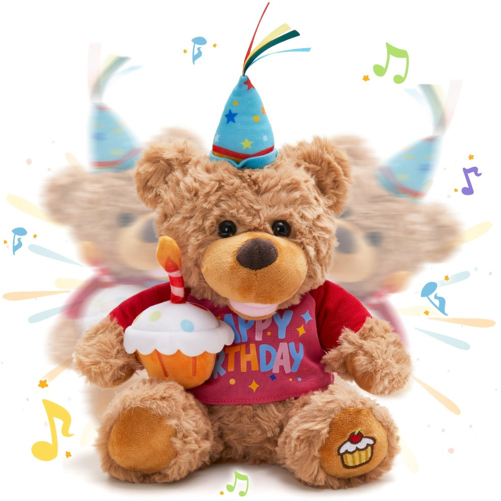 Singing Birthday Teddy Bear Plush Toy 13.5 Inch Interactive Stuffed Animal with the Listed Color, Size or Set Options for Eve