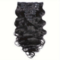 Clip In Human Hair Extensions Body Wave 8pcs 120g Full Head Real Human Hair Clip Ins Natural, for Home, Travel and Salon Hair