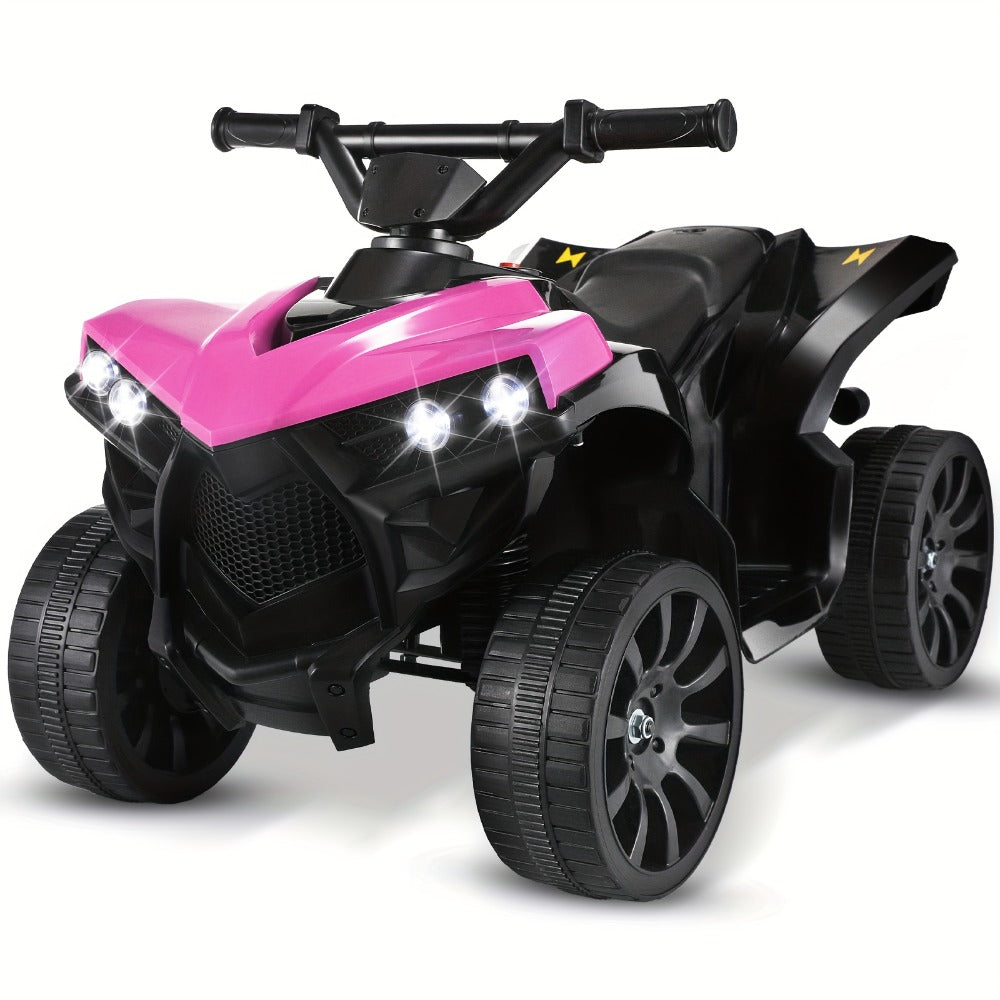 6V Kids Electric Quad ATV Ride-On 4-Wheeler with Headlights Foot Pedal Accelerator Treaded Anti-Slip Tires 1.86 MPH Outdoor B