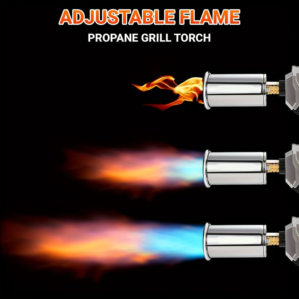Long-Handle Propane Grill Torch with Adjustable Flame, Trigger Ignition and Silver-Black Finish — image 4