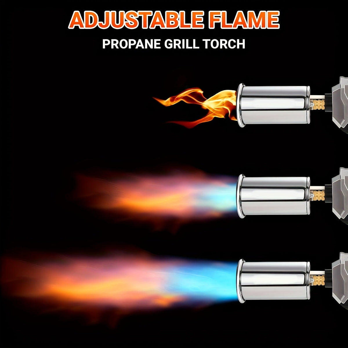Long-Handle Propane Grill Torch with Adjustable Flame, Trigger Ignition and Silver-Black Finish — image 4