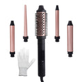 Ceramic Curling Iron Set 5-in-1 with Interchangeable Barrels & Heat Brush, Professional Hair Curler Wand Styling Kit for Wave
