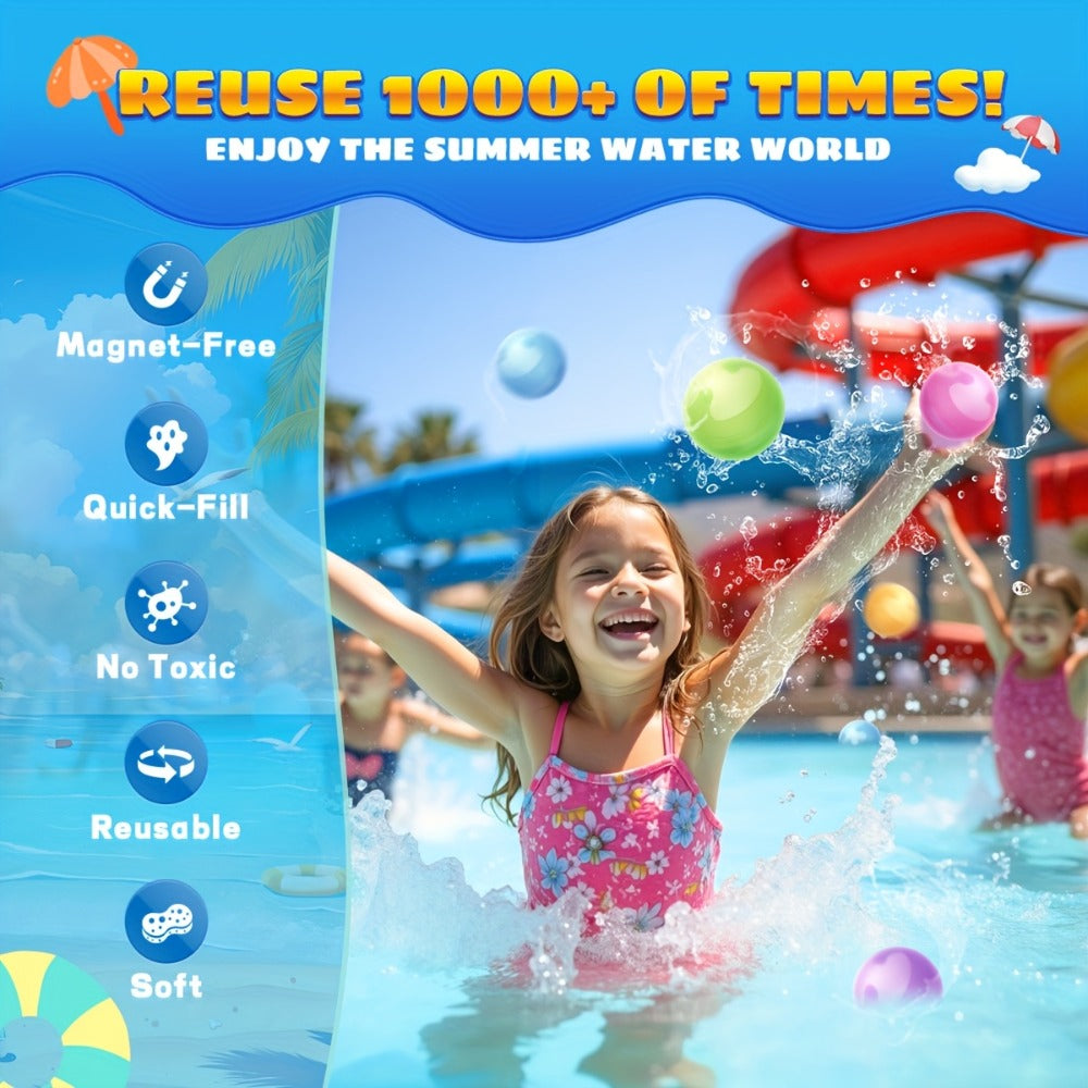 Reusable Silicone Water Balloons 8-Pack for Kids, No Magnets Quick-Fill Leak-Proof Splash Balls — image 5
