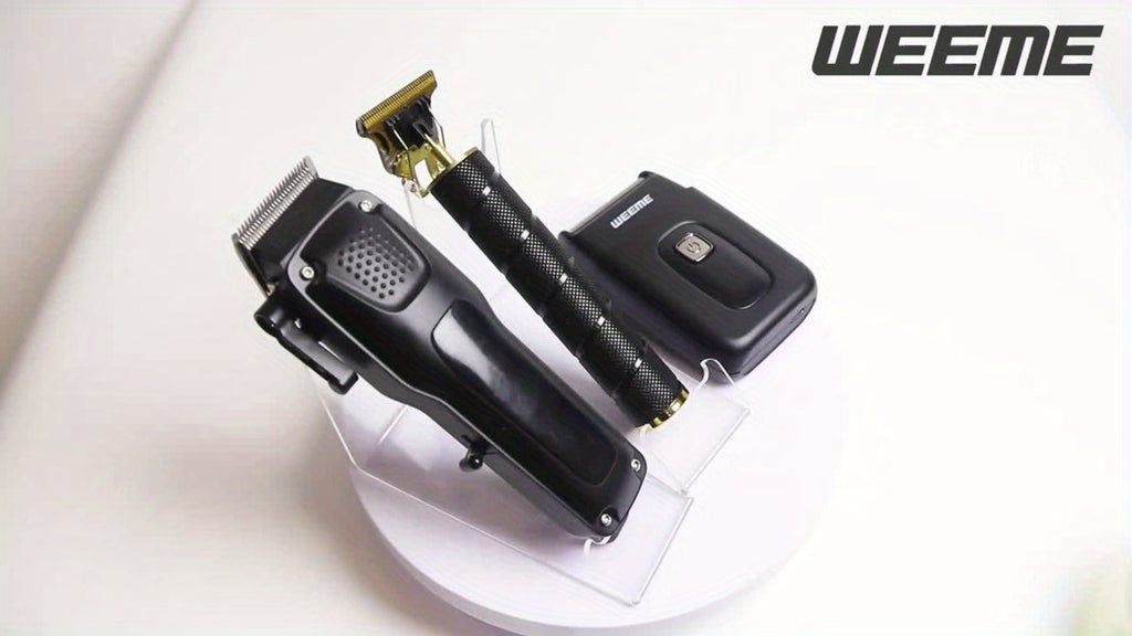 Mens Grooming Kit with Nose Hair Trimmer Electric Shaver WEEME 826 USB Rechargeable LCD Display – Complete Shaving Trimming S