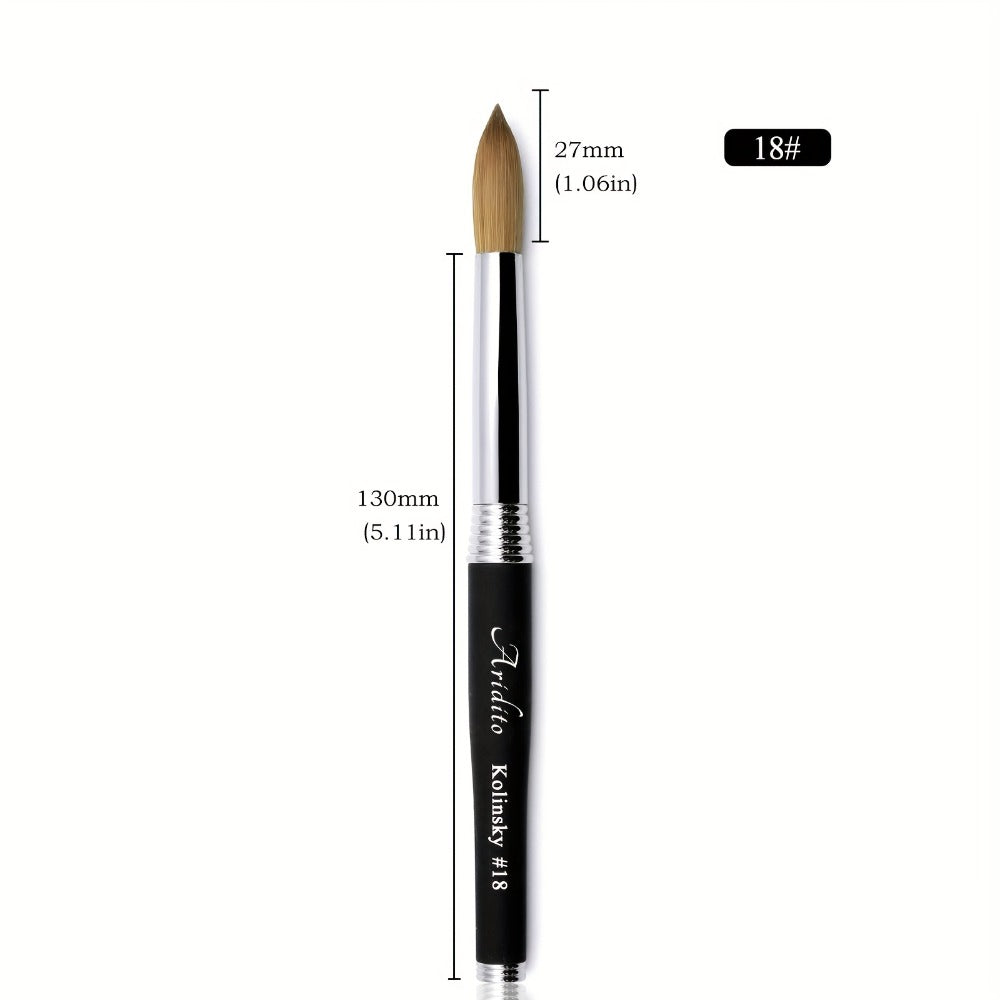 100% Pure Kolinsky Round Head Acrylic Nail Art Brush Black Metal Handle Size 12 14 16 18 – Professional Nail Extension & Acry