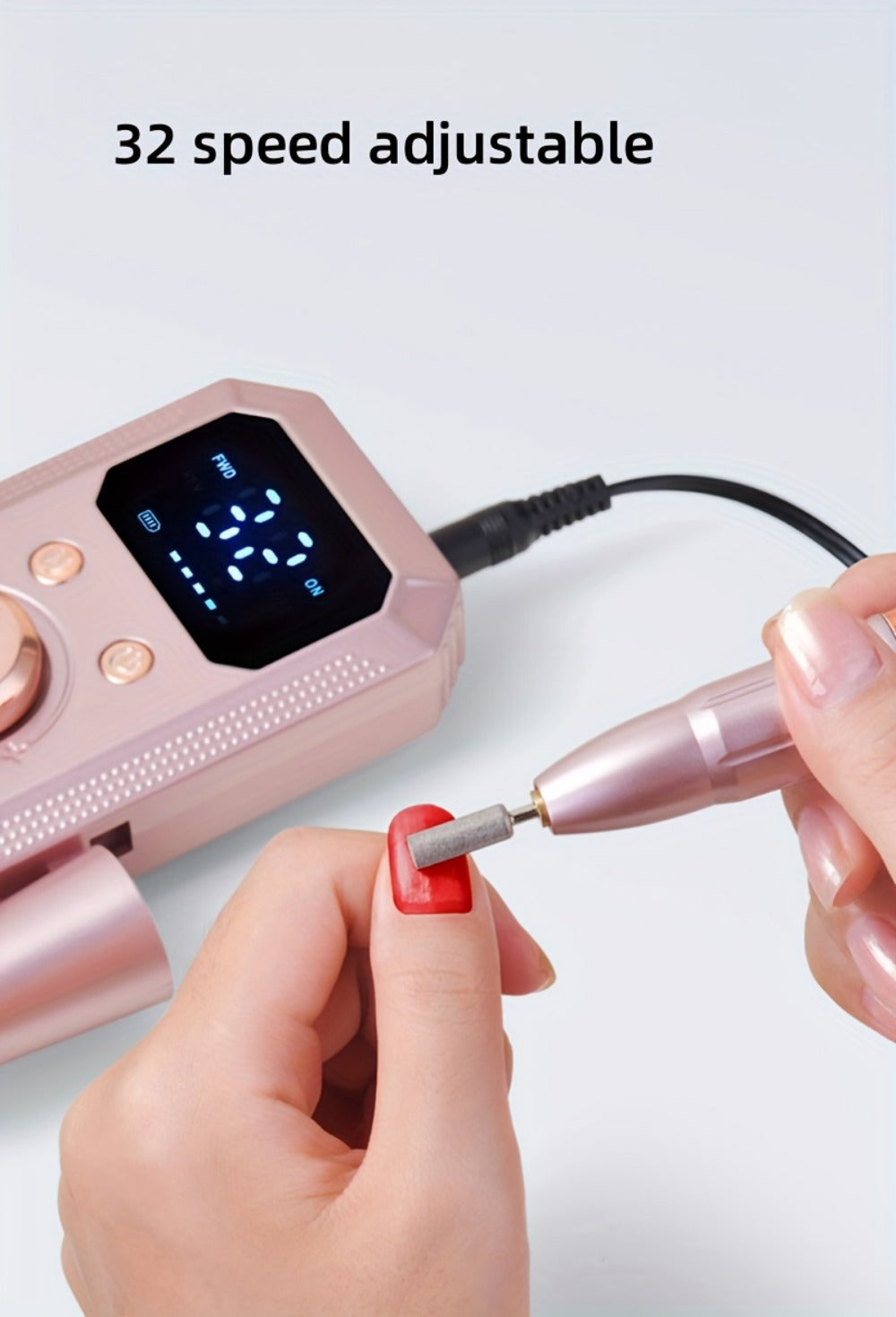 Cordless Electric Nail Drill Machine Rechargeable Professional E-File 11 Bits 20 Sanding Discs High Speed Acrylic Gel Natural