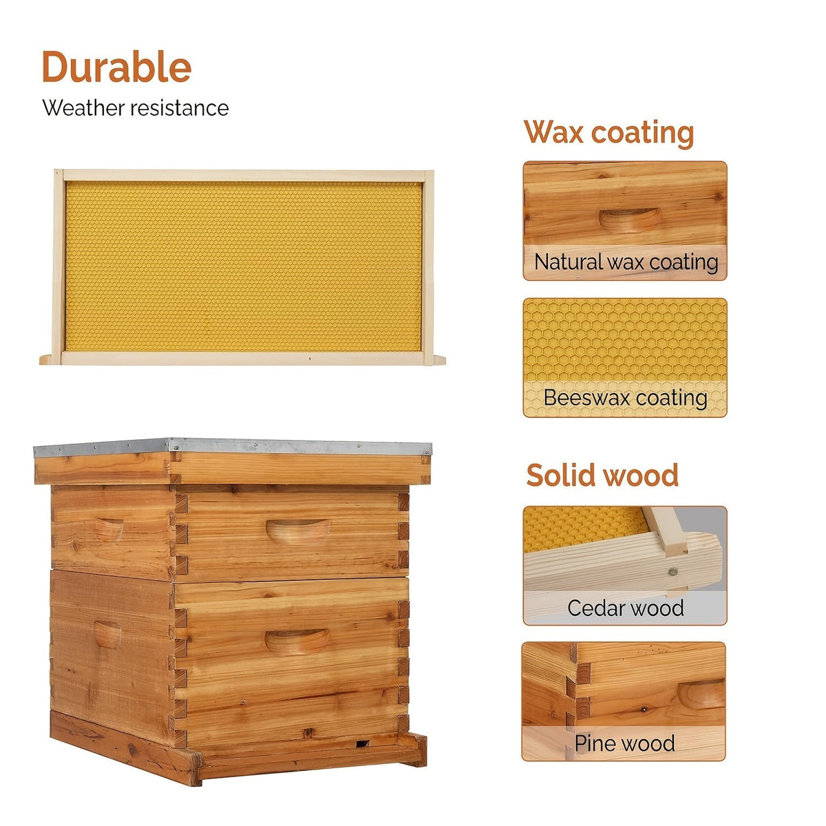 Langstroth Bee Hive Kit Wax Coated Wood 10-Frame 3-Layer Frames for Everyday Face, Beard and Body Grooming — image 3