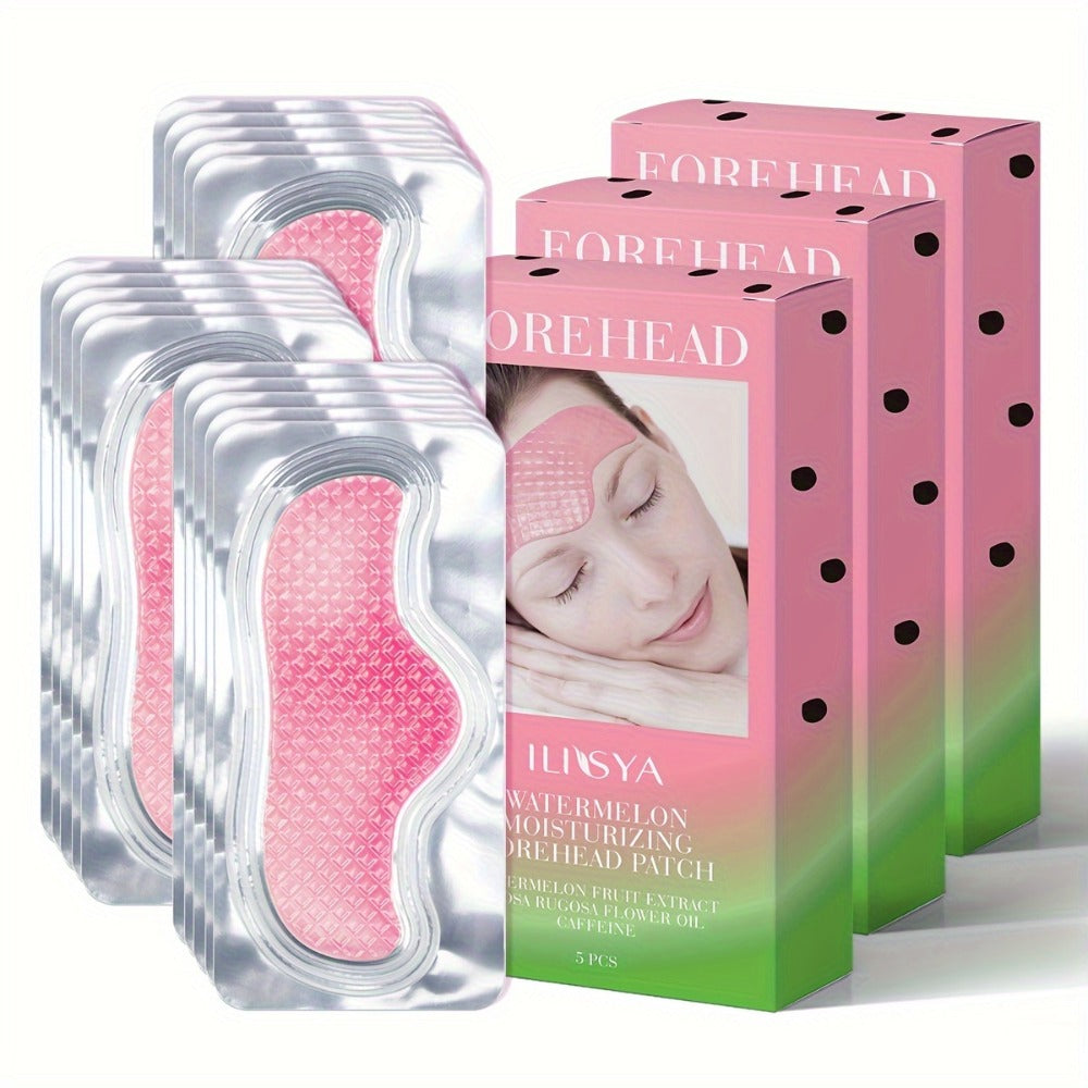 Watermelon Forehead Patches 15pcs Caffeine Collagen Niacinamide Ultra Hydrating Moisturizing Brightening De-Puffing Daily Fac