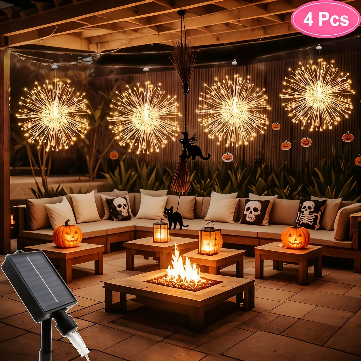 Solar Starburst Firework Light Set with 240, 360 or 450 LEDs, Remote and Eight Lighting Modes — image 2