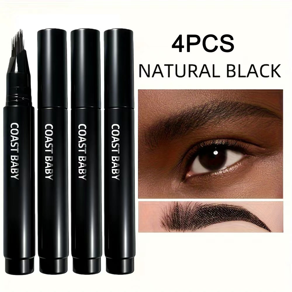 Four-Pack Multi-Fork Tip Eyebrow Pens in Four Color Labels with Capped Bodies and Approx. 11.3 cm Length — image 15