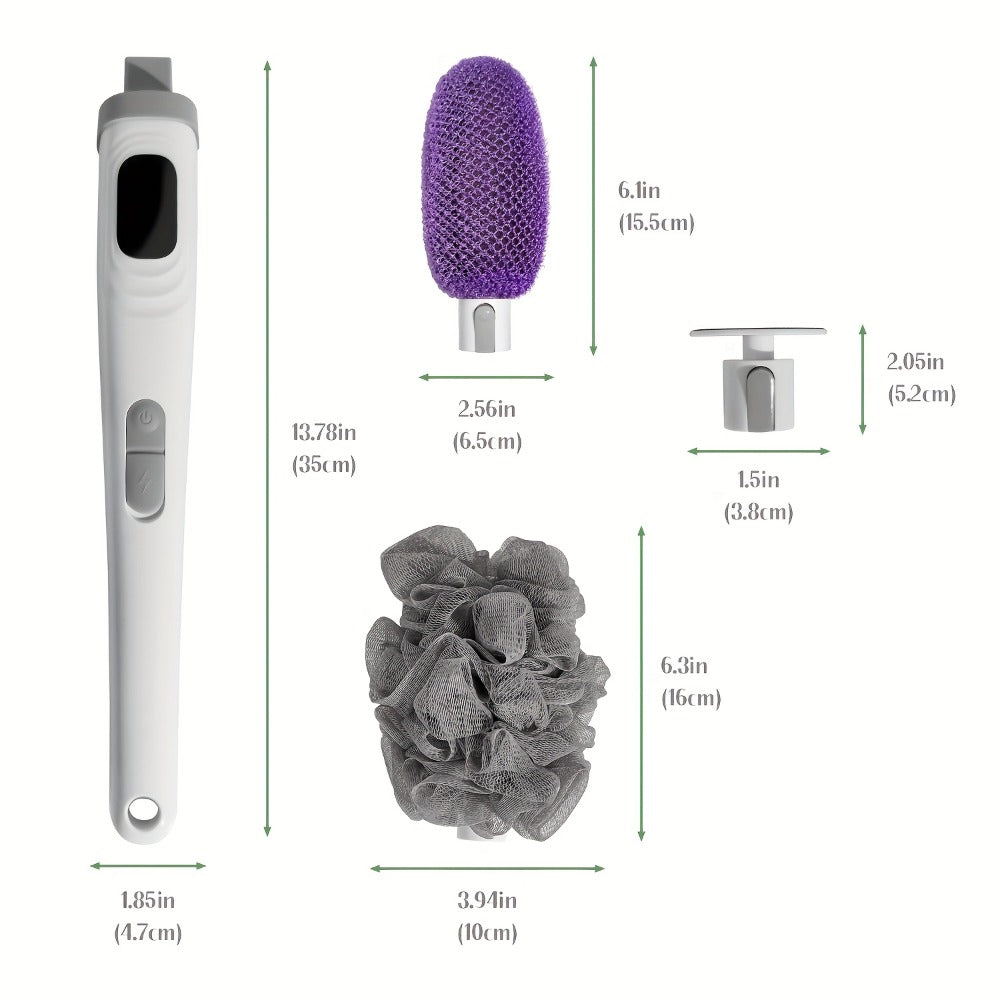 Electric Body Scrubber Brush 3 Replaceable Heads Dual Speed Shower Back Cleaner Exfoliating Skin Cleansing for Home or Salon 