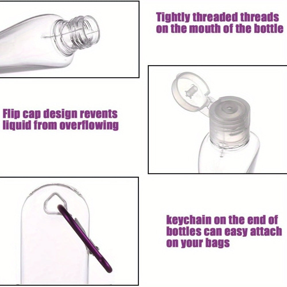 TSA Approved Travel Bottles with Keychain Leakproof Refillable Squeeze Containers 50-Pack Clear Plastic 1.7oz 50ML for Toilet