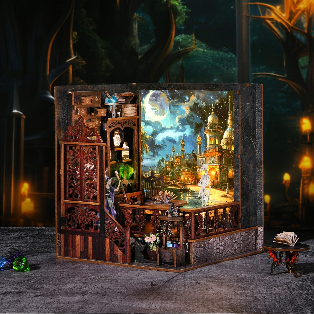Magic Exploration Book Nook Kit CH03 with Library Workshop Scene, Three Light Modes and Paintable Front Panel — image 1