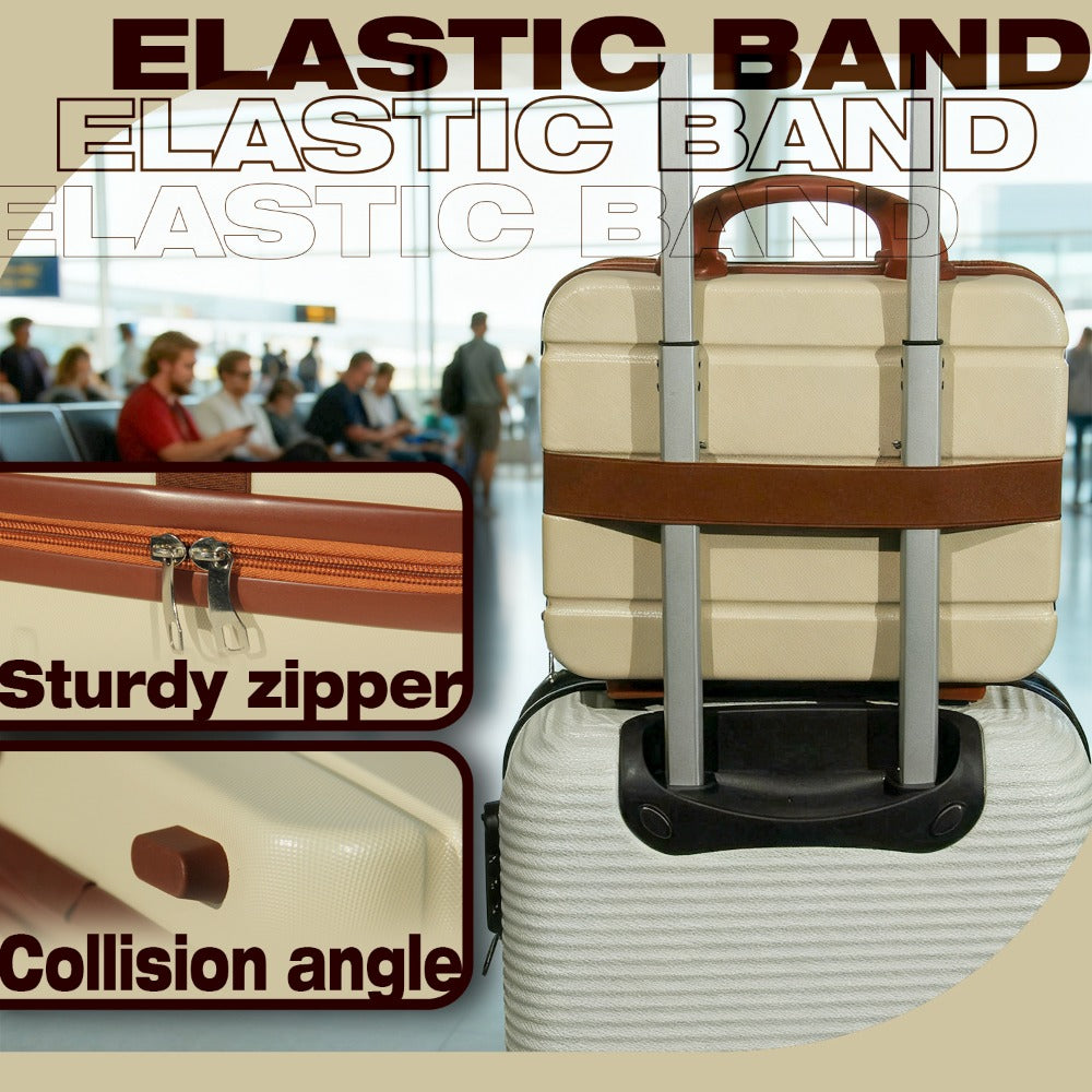 Hard Shell Makeup Travel Case Waterproof Pressure-Proof Portable Cosmetic Suitcase with Elastic Band Luggage Attachment Carry