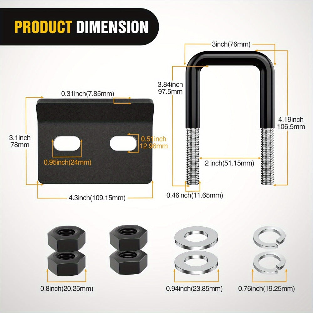 Trailer Hitch Tightener Anti Rattle Stabilizer 2 Inch Heavy Duty Steel U-Bolt with Rubber Cover Hitch Mount Wobble Eliminator