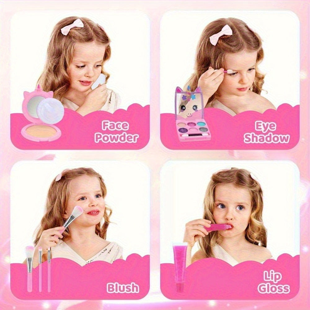 Kids Pretend Makeup Set for Girls Ages 3-12, Princess Cosmetics with Crossbody Coin Purse, Dress Up Role Play Toy — image 5