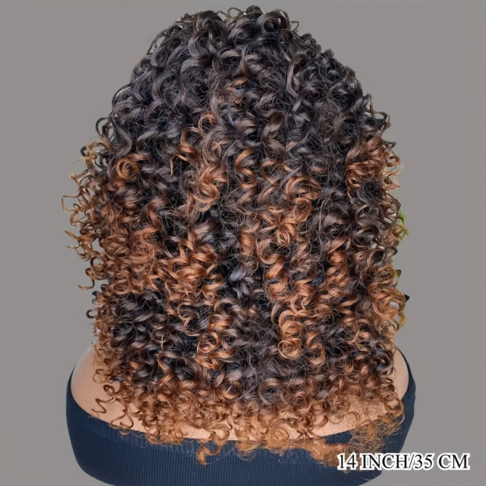 Synthetic Wig 14-Inch Kinky Curly Afro with Bangs in Black, Granny Gray or Dark Brown for Daily Styling — image 7