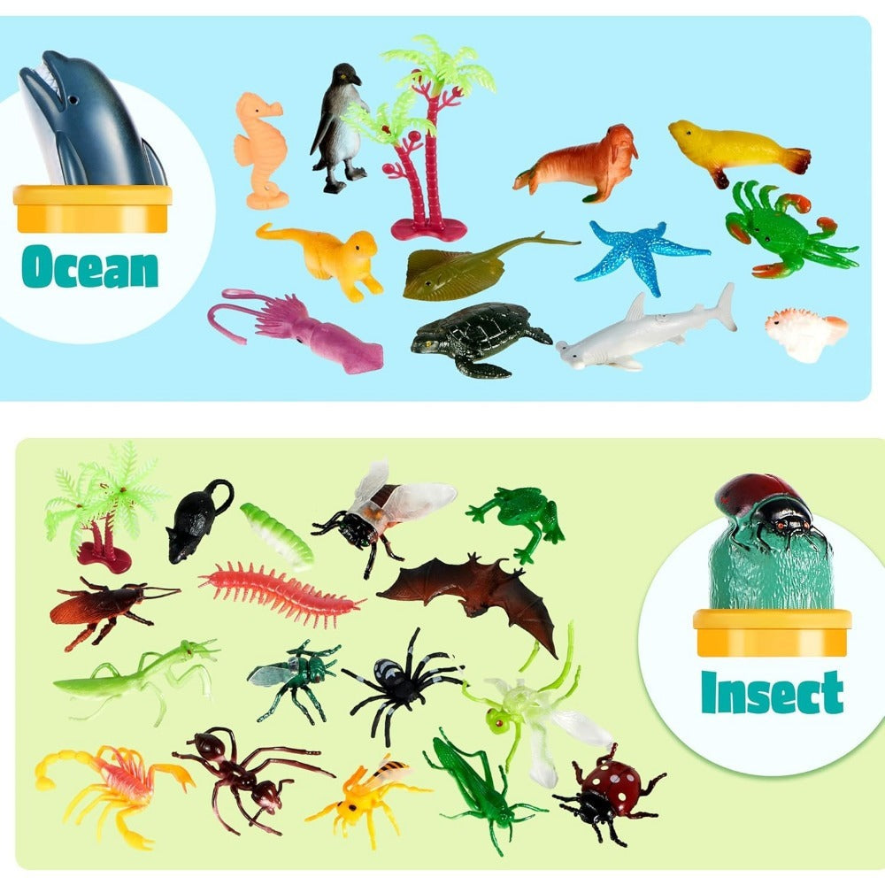 Animal Figures Toys for Kids 69pcs, 5-Set Nature World Mini Animal Figurines with Sensory Bin, Zoo — image 4