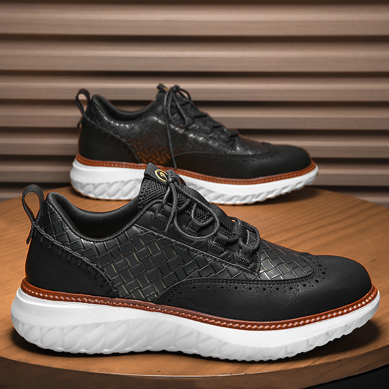 Breathable Woven-Texture Mens Sneakers